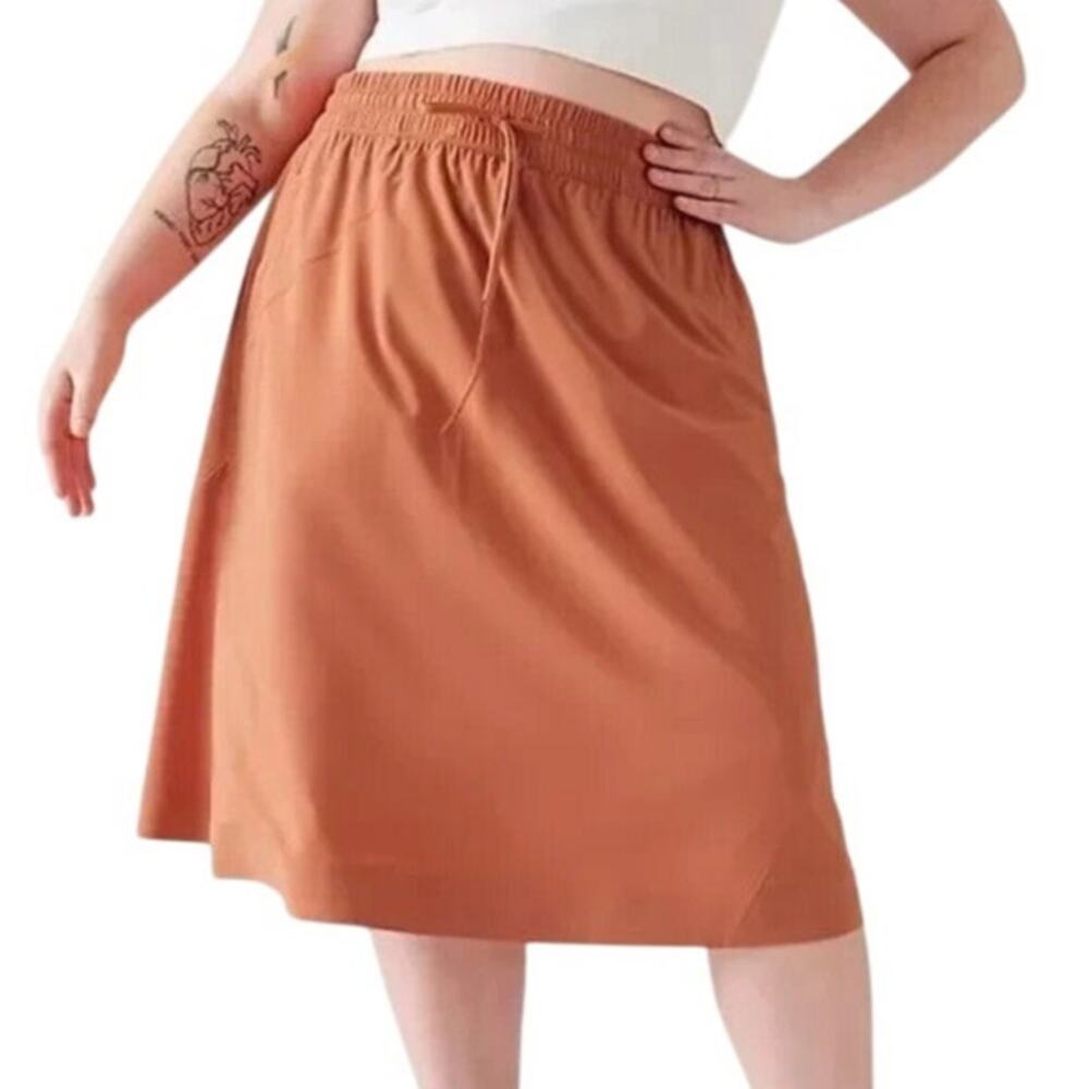 Athleta NWT Arrival Midi Skirt Orange Style 586857 Size 20 Pull-on Packable
